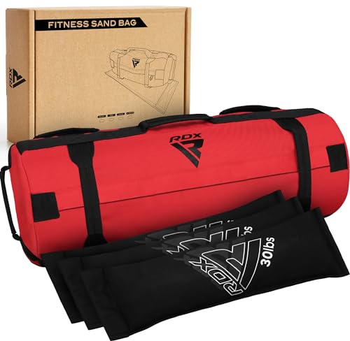 RDX Gewichtssack für Fitness Krafttraining, Ungefüllten Power Bag mit 8 Griffe, Core Sandbag Gewichtete, 2-90 KG Sandsack Ideal für Viele Functional Training Running Rucking Strongman Lifting Workout von RDX