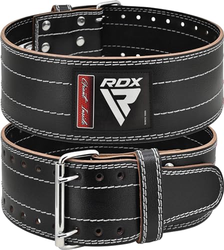 RDX 4” Gewichthebergürtel Leder, IPL USPA Genehmigt, 12 Verstellbar Löcher 6mm Trainingsgürtel Schnalle, Powerlifting Fitness Krafttraining Gürtel Bodybuilding, Gewichtheben Gepolstert, Männer Damen von RDX