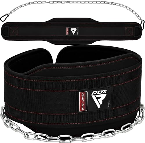 RDX Dip Gürtel 6" mit Kette und Karabiner, Profi Gewichtsgürtel für Zusatzgewicht, Gewichthebergürtel Klimmzügen Dipping Belt, Gewichtheben Bodybuilding Krafttraining, Männer Herren Damen von RDX