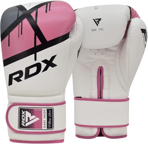 RDX Boxhandschuhe Damen Frauen, Muay Thai Kickboxen Sparring, Maya Hide Leder, Rosa Boxing Gloves Women, Boxsack Kampfsport MMA Training, Kickboxhandschuhe Sandsack Punchinghandschuhe von RDX