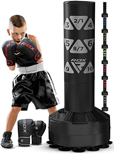 RDX Kinder Freistehender Boxsack 4ft Junior Standboxsäcke Trainingshandschuhe, MMA, Kickboxen,Boxen, Kampfsport, Muay Thai, Boxpartner, Punchingsäcke, Tumbler Boxsäcke Saugfuß (MEHRWEG) von RDX