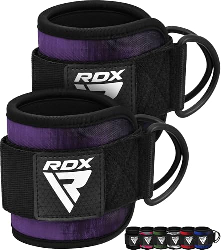 RDX Fußschlaufen Kabelzug Gepolstert, 7MM Neoprenstütze 10”x4”, Ankle Straps, Handgelenk wickelt Mit 2 D-Ring für Cable Machine Fitness Training Fußmanschetten Gym Gesäß Beintraining, Frauen Männer von RDX