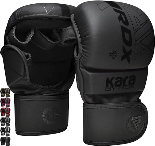 RDX MMA Handschuhe für Kampfsport Grappling Training, Maya Hide Leder Kara Sparring Handschuhe, Punchinghandschuhe für Muay Thai, Kickboxen, Freefight, Boxsack Gloves (MEHRWEG) von RDX