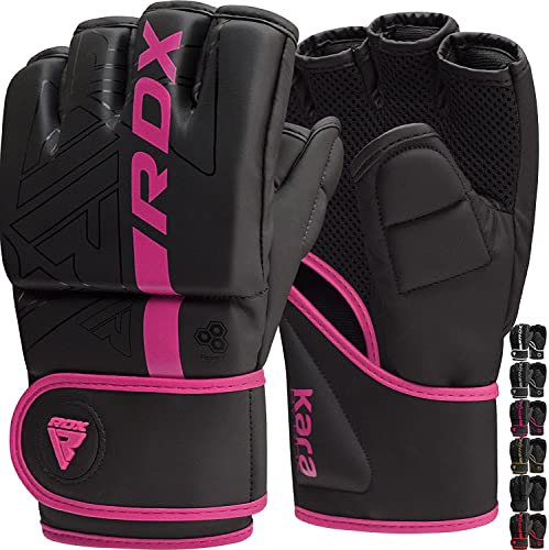 RDX Profi MMA Handschuhe Training, Kara Maya Hide Leder, Sparring Grappling Kampfsport Kickboxen Schwarz Gloves Muay Thai Boxing, Boxsack Pratzen Sandsack Gepolstert Punchinghandschuhe, Männer Herren von RDX