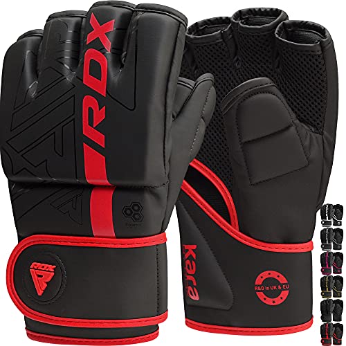 RDX Profi MMA Handschuhe Training, Kara Maya Hide Leder, Sparring Grappling Kampfsport Kickboxen Schwarz Gloves Muay Thai Boxing, Boxsack Pratzen Sandsack Gepolstert Punchinghandschuhe, Männer Herren von RDX