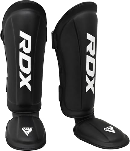 RDX Schienbeinschoner Kickboxen, Genehmigt SMMAF SATRA, Schienbeinschützer Thaiboxen Kampfsport Spannschützer, Maya Hide Leder, Schienbeinschutz Polster Muay Thai MMA Shin Guard Sparring, Herren Damen von RDX