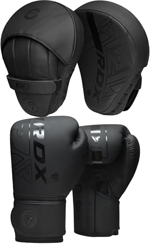 RDX Boxhandschuhe und Pratzen Set, Kampfsport Handpratzen, Muay Thai Boxpratzen Mitts, MMA Training Boxen Pads, Sparring Schlagpolster, Kickboxen Schlagkissen, Haken und Jab Boxpads (MEHRWEG) von RDX