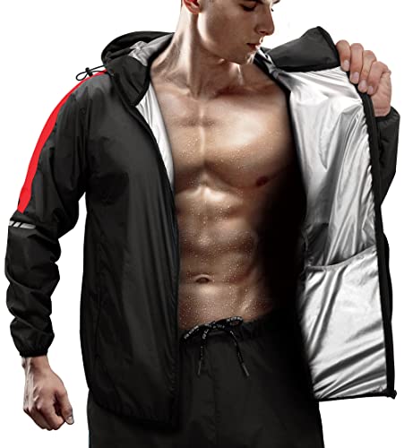 RDX Schwitzanzug Zum Abnehmen, Saunaanzug Reach Oeko TEX 100 Zertifiziert, Kapuzen Anzug Sauna Suit Sweatanzug Sportanzug Trainingsanzug Thermo Sweatsuit Boxen MMA Gym Fitness Laufen Herren Damen von RDX