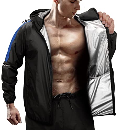 RDX Schwitzanzug Zum Abnehmen, Saunaanzug Reach Oeko TEX 100 Zertifiziert, Kapuzen Anzug Sauna Suit Sweatanzug Sportanzug Trainingsanzug Thermo Sweatsuit Boxen MMA Gym Fitness Laufen Herren Damen von RDX