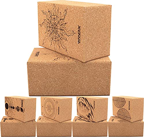 RDX Yoga Cork Block Set, High Density Eva Schaumstoff Rutschfester Blöcke, Leichtes Yogaklotz für Körperbalance Kraftflexibilität Pilates Fitness Unterstützung Heim-Fitnessgeräte 22.5 x14.5x10.2CM von RDX