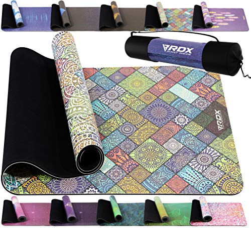 RDX Yogamatte PU 6mm Rutschfest Gymnastikmatte Pilatesmatte REACH RoHS Konform 6P Gummi Übungsmatte Fitness Pilates Gymnastik mit Tragetasche Gurt, Aerobic, Stretching Training Matte 183 X 61CM von RDX