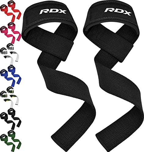 RDX Zughilfen Krafttraining Lifting Straps, 60CM Lang Profi Gym Bodybuilding Kreuzheben Gewichtheben Zubehör, 5MM Gepolstert Handgelenkschutz Griff, Fitness Powerlifting Deadlift Grip, Männer Frauen von RDX