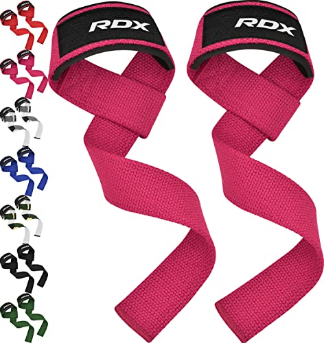 RDX Zughilfen Krafttraining, 60CM Lang Profi Bodybuilding Kreuzheben Gewichtheben 5mm Gepolstert Handgelenkschutz Griff, Fitness Powerlifting Weight Lifting Straps, Männer Frauen Deadlift Grip Bandage von RDX