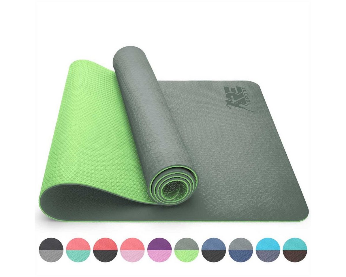 RE:SPORT Gymnastikmatte TPE Yogamatte 183 x 61 x 0,6 cm - Fitnessmatte Sportmatte rutschfest, Trainingsmatte mit Tragegurt Fitness Gymnastik Pilates Workout von RE:SPORT