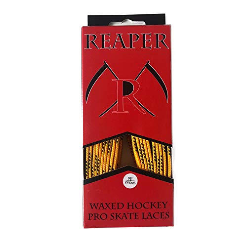 REAPER Hockey Senkel PRO Waxed - GELB 84" (213cm) - 1 Paar gewachste Schnürsenkel für Schlittschuhe von REAPER