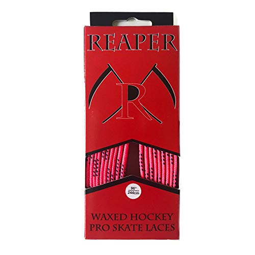 REAPER Hockey Senkel PRO Waxed - Pink 96" (244cm) - 1 Paar gewachste Schnürsenkel für Schlittschuhe von REAPER