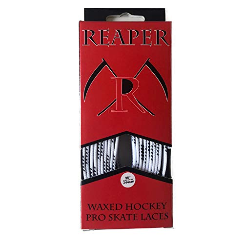 REAPER Hockey Senkel PRO Waxed - WEIß 108" (274cm) - 1 Paar gewachste Schnürsenkel für Schlittschuhe von REAPER