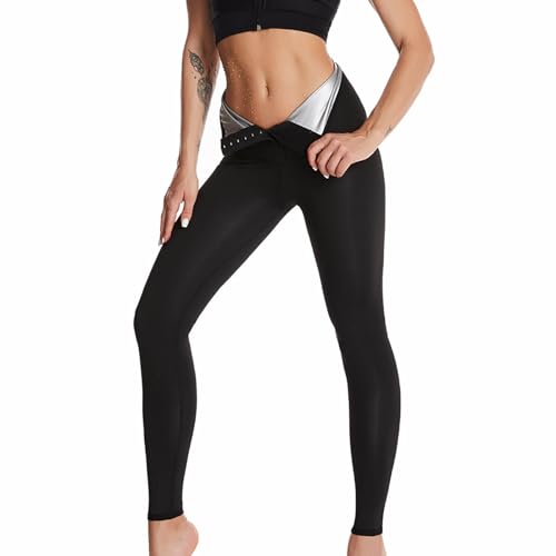 Damen-Saunahose, hohe Taille, Gymnastikhose, schlankmachende Leggings, Kompressions-Workout-Hose, Body Shaper für Übungen,XXL-3XL,B von REBCACE