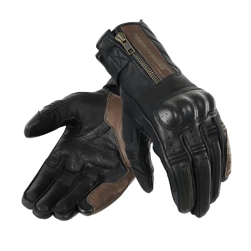 REBELHORN Hunter Lady Motorradhandschuhe Damen | Leder | Knöchelprotektoren | Perforation von Fingerbereichen | Anatomisches Design | Touchscreen-freundliche Pads von REBELHORN