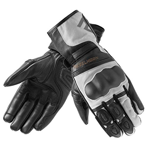 REBELHORN Patrol Long Leder Motorradhandschuhe für Männer Superfabric Panels und Fingerkappen Belüftung Flexible Elemente Touchscreen Friendly Pads von REBELHORN