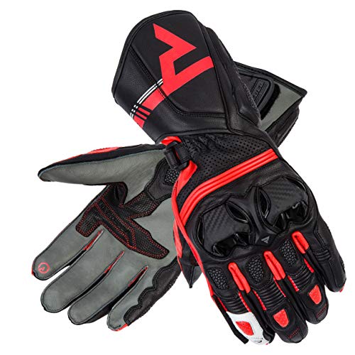 REBELHORN ST Long Leder Motorradhandschuhe für Männer Superfabric Panels SAS-TEC Schaumstoffplatten Belüftung Flexible Elemente Touchscreen Friendly Pads von REBELHORN