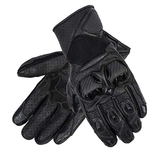 REBELHORN Flux II Leder Motorradhandschuhe für Herren Hochwertiges Ziegenleder SAS-TEC und Superfabric Panels Belüftung Touchscreen Friendly Pads von REBELHORN