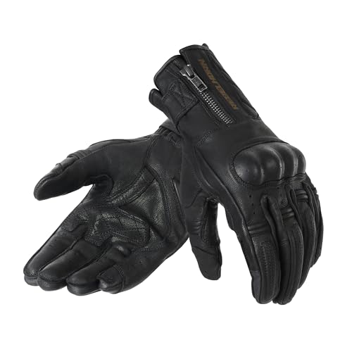 REBELHORN Hunter Motorradhandschuhe Herren | Leder | Knöchelprotektoren | Perforation von Fingerbereichen | Anatomisches Design | Touchscreen-freundliche Pads von REBELHORN