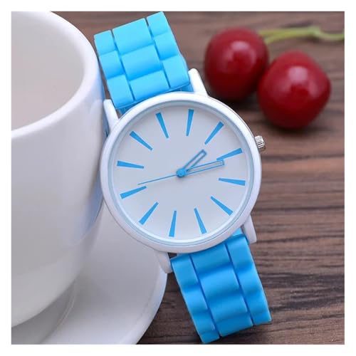 RECORD BREAD Damenuhr Silikon Damen großes Zifferblatt Studentin einfach, modisch, elegant Quarzuhr Reloj(Blue) von RECORD BREAD