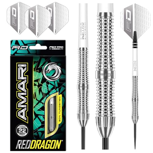 RED DRAGON Amari - 22 Gram Tungsten Wolfram Professional Darts Set mit Flights and Nitrotech Shafts (Stems) von RED DRAGON