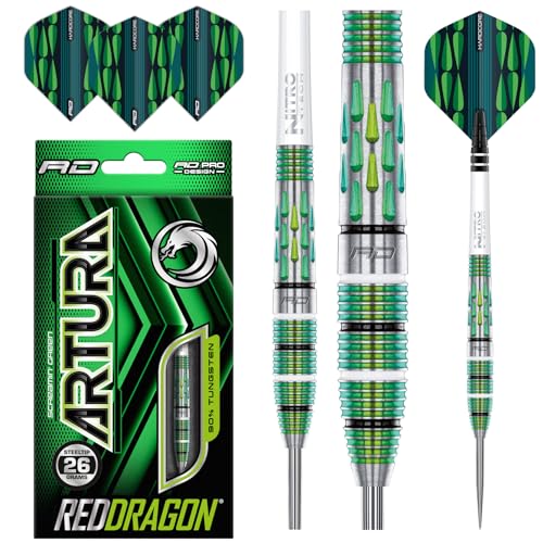 RED DRAGON Artura Screamin' Grün 26 Gramm Premium Tungsten Darts Set mit Flights und Stielen von RED DRAGON