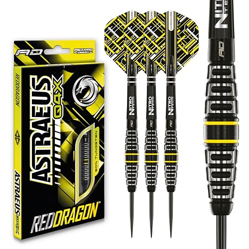 RED DRAGON Astraeus Q4X Torpedo 21 Gramm Premium Wolfram Steeltip Dart Set mit Flights und Schäften von RED DRAGON