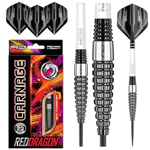 RED DRAGON Carnage 3: 23g Tungsten Darts mit Flights und Schäfte von RED DRAGON