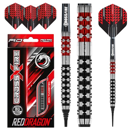 RED DRAGON Crossfire 18 Gram Softip Premium Tungsten Darts Set with Flights and Stems von RED DRAGON