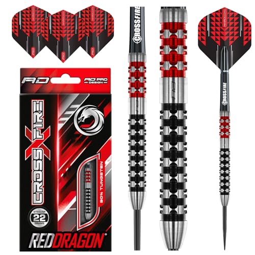 RED DRAGON Crossfire 22 Gram Premium Tungsten Darts Set with Flights and Stems RED DRAGON Crossfire 22 Gram Premium Tungsten Darts Set with Flights and Stems von RED DRAGON