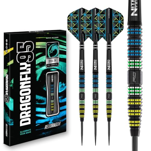 RED DRAGON Darts - Dragonfly 95 23g - 95% Wolfram Professional Stahlspitze Dart-Set mit Dart Flüge und Dartschäfte von RED DRAGON