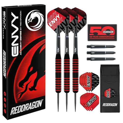 RED DRAGON Darts - Envy Series 24g - Schwarz Und Rot Professionelles Messing Profi Dartpfeile Metallspitze Mit Pfeil Flüge, Schäften Und Brieftasche RED DRAGON Darts - Envy Series 24g - Schwarz Und Rot Professionelles Messing Profi Dartpfeile Metallspitze Mit Pfeil Flüge, Schäften Und Brieftasche von RED DRAGON