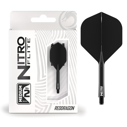 RED DRAGON Darts – Nitro Flite Integriert Flüge & Schäfte System – No.2 Form und Design – Schwarz & Schwarz Farbe, Medium Länge RED DRAGON Darts – Nitro Flite Integriert Flüge & Schäfte System – No.2 Form und Design – Schwarz & Schwarz Farbe, Medium Länge von RED DRAGON