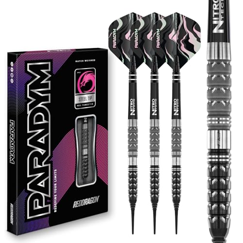 RED DRAGON Darts - Paradym - 90% Wolfram - 18g Fass/ 20g Volles Gewicht Professional Weiche Spitze Dart-Set mit Dart Flüge und Dartschäfte RED DRAGON Darts - Paradym - 90% Wolfram - 18g Fass/ 20g Volles Gewicht Professional Weiche Spitze Dart-Set mit Dart Flüge und Dartschäfte von RED DRAGON