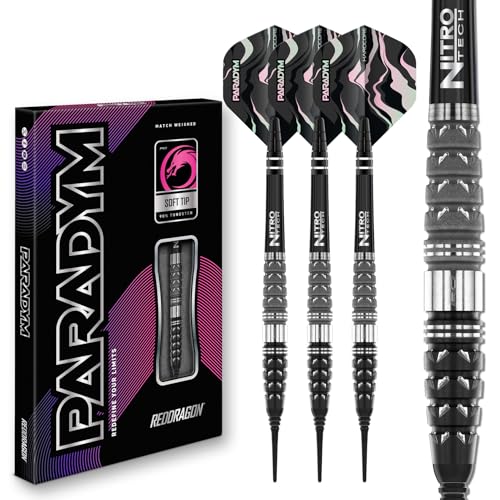 RED DRAGON Darts - Paradym - 90% Wolfram - 18g Fass/ 20g Volles Gewicht Professional Weiche Spitze Dart-Set mit Dart Flüge und Dartschäfte RED DRAGON Darts - Paradym - 90% Wolfram - 18g Fass/ 20g Volles Gewicht Professional Weiche Spitze Dart-Set mit Dart Flüge und Dartschäfte von RED DRAGON