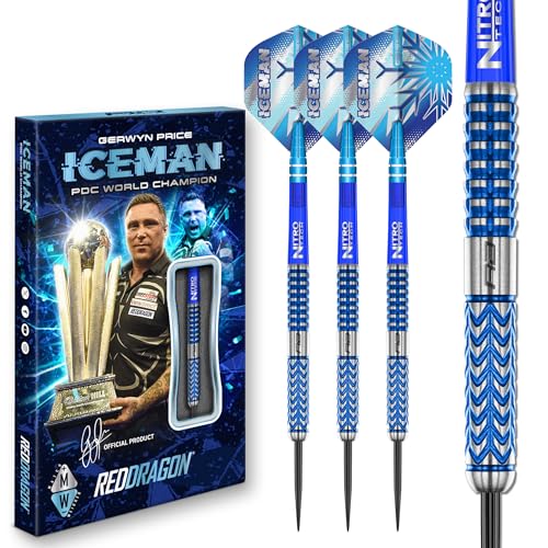 RED DRAGON Darts – Professioneller Spieler – Gerwyn Price Iceman Glacier 24g - 90% Wolfram Stahlspitze Dart-Set mit Dart Flüge und Dartschäfte RED DRAGON Darts – Professioneller Spieler – Gerwyn Price Iceman Glacier 24g - 90% Wolfram Stahlspitze Dart-Set mit Dart Flüge und Dartschäfte von RED DRAGON