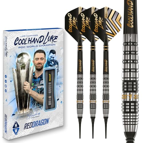 RED DRAGON Darts – Professioneller Spieler - Luke Humphries Coolhand Prestige - 90% Wolfram - 18g Fass / 20g Volles Gewicht Weiche Spitze Dart-Set mit Dart Flüge und Dartschäfte RED DRAGON Darts – Professioneller Spieler - Luke Humphries Coolhand Prestige - 90% Wolfram - 18g Fass / 20g Volles Gewicht Weiche Spitze Dart-Set mit Dart Flüge und Dartschäfte von RED DRAGON