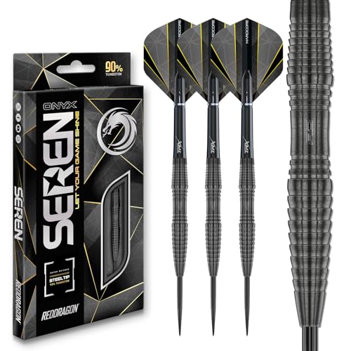 RED DRAGON Darts – Seren Onyx 3 24g - 90% Wolfram Professional Stahlspitze Dart-Set mit Dart Flüge und Dartschäfte RED DRAGON Darts – Seren Onyx 3 24g - 90% Wolfram Professional Stahlspitze Dart-Set mit Dart Flüge und Dartschäfte von RED DRAGON