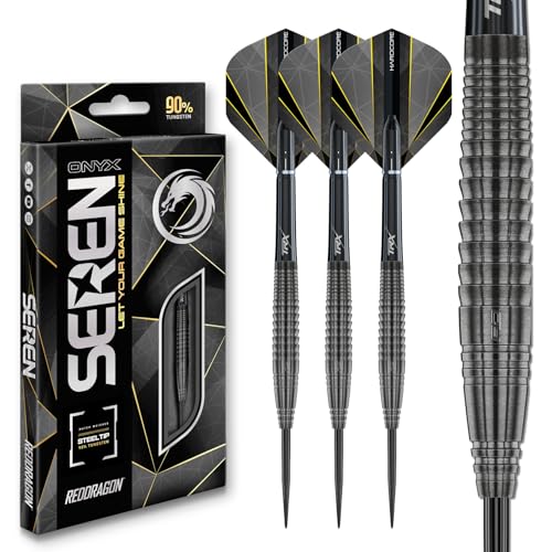 RED DRAGON Darts – Seren Onyx 4 23g - 90% Wolfram Professional Stahlspitze Dart-Set mit Dart Flüge und Dartschäfte RED DRAGON Darts – Seren Onyx 4 23g - 90% Wolfram Professional Stahlspitze Dart-Set mit Dart Flüge und Dartschäfte von RED DRAGON