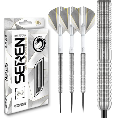 RED DRAGON Darts – Seren Pure 1 24g - 90% Wolfram Professional Stahlspitze Dart-Set mit Dart Flüge und Dartschäfte von RED DRAGON