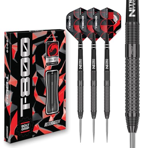RED DRAGON Darts – T-800 22g - 90% Wolfram Professional Stahlspitze Dart-Set mit Dart Flüge und Dartschäfte RED DRAGON Darts – T-800 22g - 90% Wolfram Professional Stahlspitze Dart-Set mit Dart Flüge und Dartschäfte von RED DRAGON