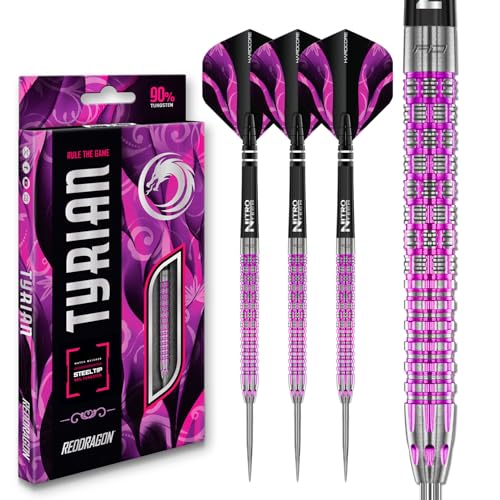 RED DRAGON Darts – Tyrian 24g - 90% Wolfram Professional Stahlspitze Dart-Set mit Dart Flüge und Dartschäfte RED DRAGON Darts – Tyrian 24g - 90% Wolfram Professional Stahlspitze Dart-Set mit Dart Flüge und Dartschäfte von RED DRAGON