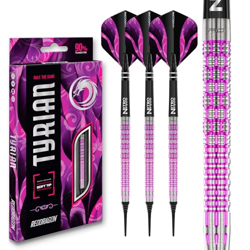 RED DRAGON Darts – Tyrian - 90% Wolfram Professional - 20g Fass / 22g Volles Gewicht Professional Weiche Spitze Dart-Set mit Dart Flüge und Dartschäfte RED DRAGON Darts – Tyrian - 90% Wolfram Professional - 20g Fass / 22g Volles Gewicht Professional Weiche Spitze Dart-Set mit Dart Flüge und Dartschäfte von RED DRAGON
