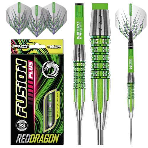 RED DRAGON Fusion Plus 23 Gram Professional Tungsten Darts Set mit Flights und Schäfte von RED DRAGON