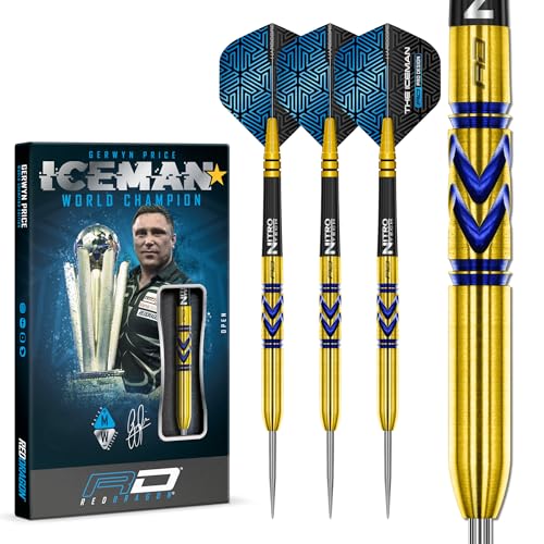 RED DRAGON Gerwyn Iceman Price Avalanche Pro Gold 24 Gramm Premium Tungsten Darts Set mit Flights und Stielen von RED DRAGON