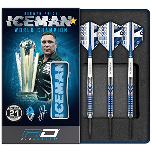 RED DRAGON Gerwyn Price Iceman Contour 21 Gram Professional Tungsten Darts Set with Flights and Stems von RED DRAGON